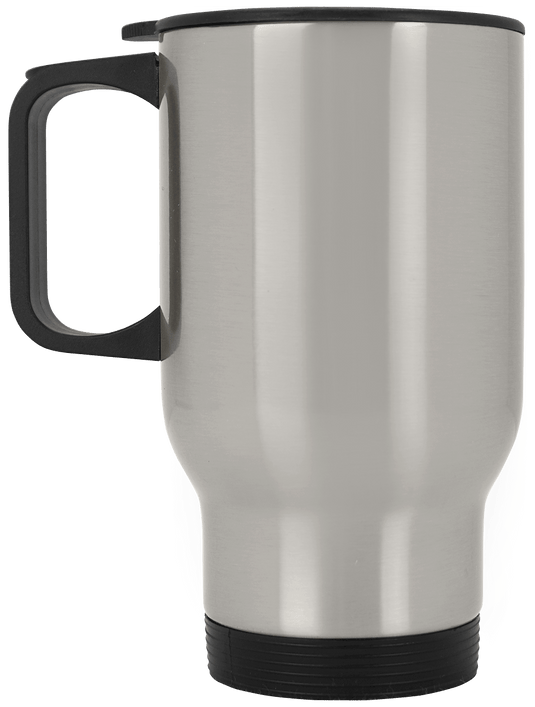 Sleek 14 oz. Silver Stainless Travel Mug – Customizable & Convenient